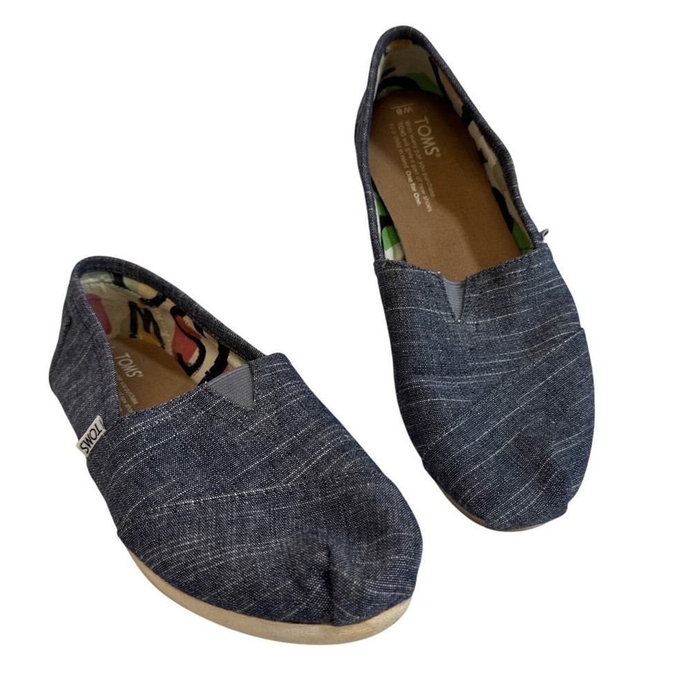 TOMS Women's Denim Wedge Flats Shoes‎ Blue Size W8